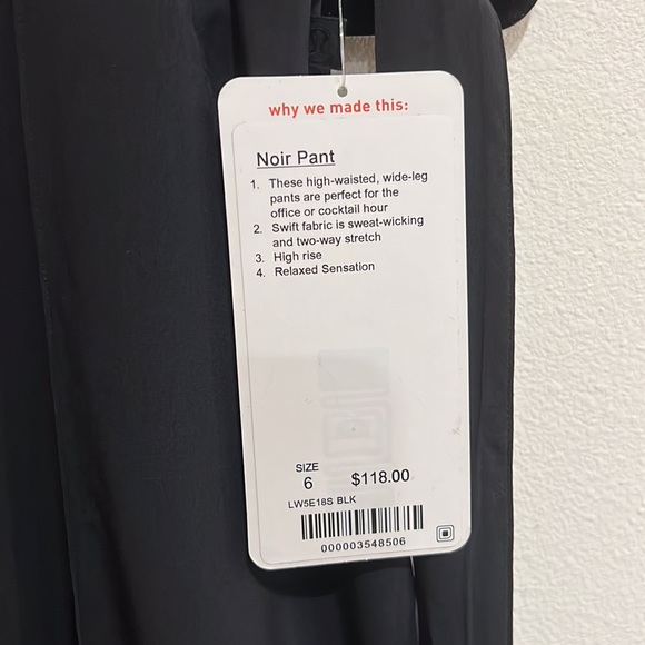 NWT Lululemon Noir Pant - Black - Picture 3 of 4